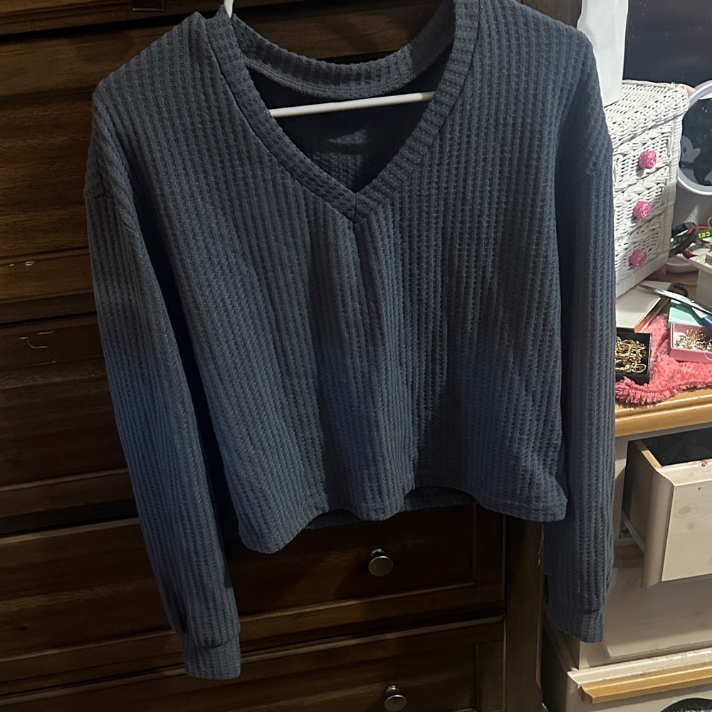 SHEIN Charcoal V-Neck Sweater